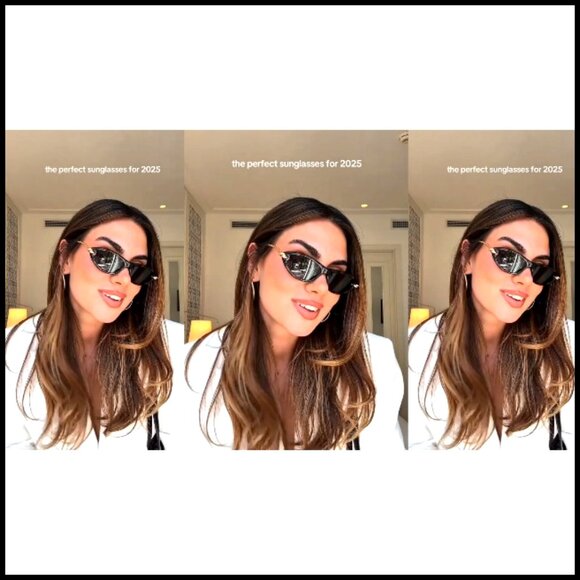Polarized Cat Eye Sunglasses with Gold Accents, Plastic Frame main image 7